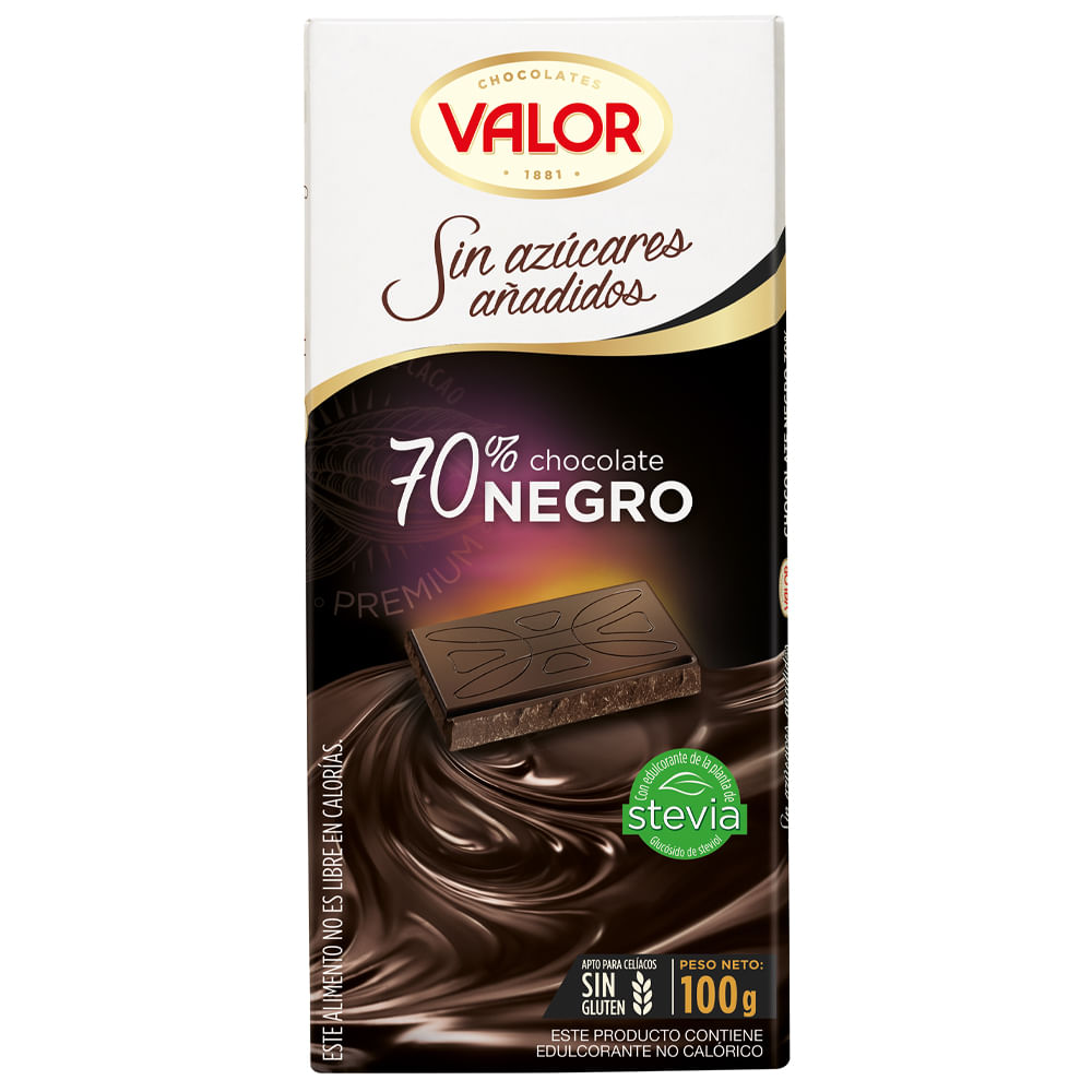 Chocolate 70 Amargo Negro sin azúcar Valor Inicio