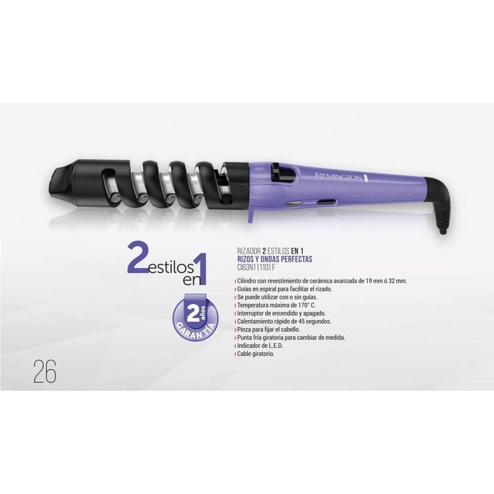 Rizador para cabello 2 en 1 Remington - Inicio